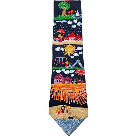 Save The Children "That's What Friends Are For" by Mary Age 9 100% Silk Tie - Picture 2 of 6
